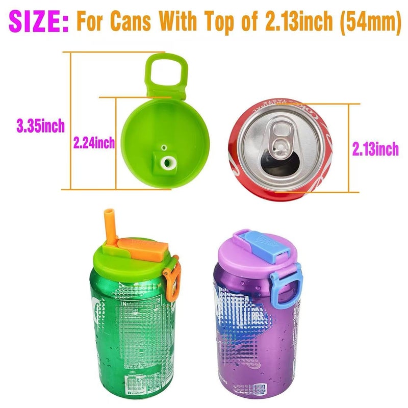 DIPESI 2 Color Soda Can Lids with Straw- Set of 2, Reusable pop can lids for Canned,BPA-Free Can Covers for Soda, Leak-Proof Design(Purple & Green) - Image 4