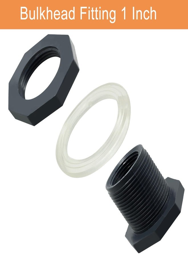 Suiwotin 2pcs NPT1 PVC Bulkhead Fitting, 1 Inch Plastic Water Tank Connector Threaded Thru-Bulk Pipe Fittings for Rain Barrels, Aquariums, Bucket Hose Adapter, Ponds, Pools - Image 3