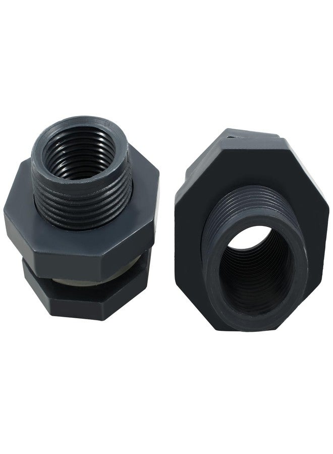 Suiwotin 2pcs NPT1 PVC Bulkhead Fitting, 1 Inch Plastic Water Tank Connector Threaded Thru-Bulk Pipe Fittings for Rain Barrels, Aquariums, Bucket Hose Adapter, Ponds, Pools - Image 5