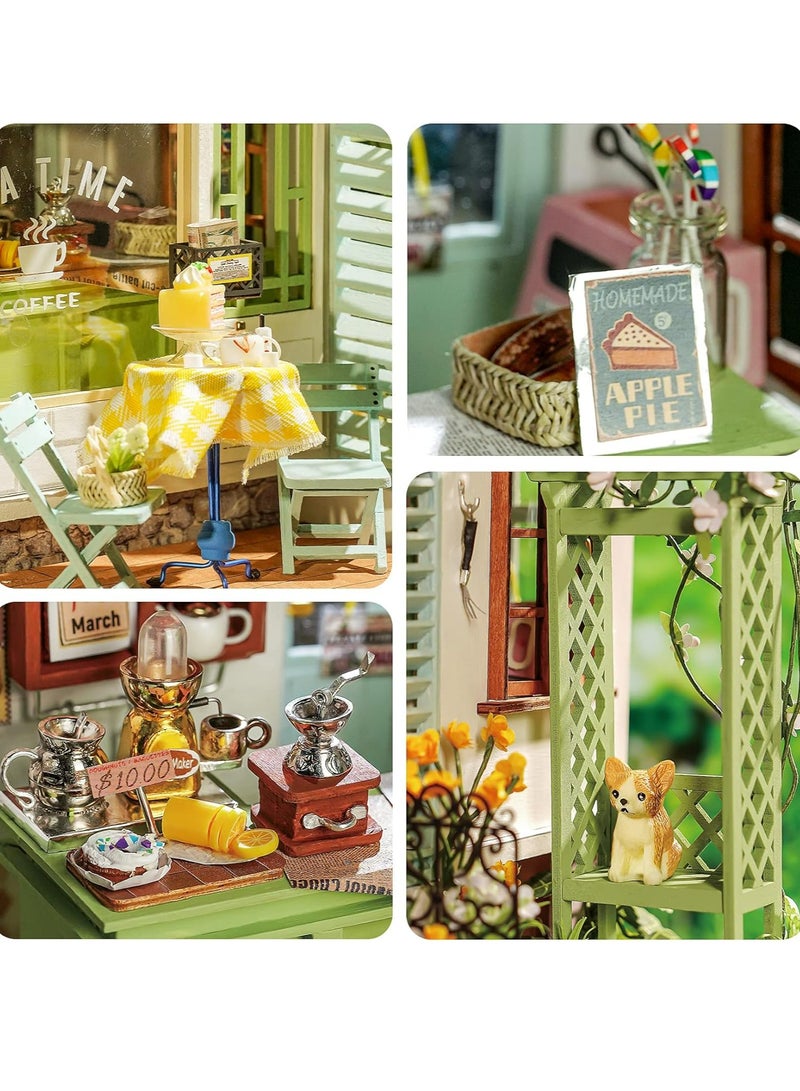 Robotime Rolife Flowery Sweets Teas DIY Miniature Dollhouse DG146 3D wooden Puzzle for Adults Tiny House Making Kit with Furniture with LED Home Decor Gifts for Teens - Image 2