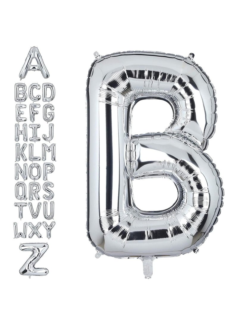 جولد إيدج بالونات هيليوم فضية عملاقة مقاس 32 بوصة على شكل حرف B من رقائق معدنية، بالون مايلر كبير واحد، زينة حفلات أعياد الميلاد، مستلزمات حفلات استقبال المولود الجديد (فضي B) - Image 4