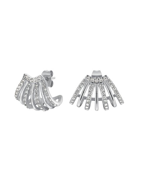 Rosefield Caged Crystal Earrings Silver - JECCS-J1030