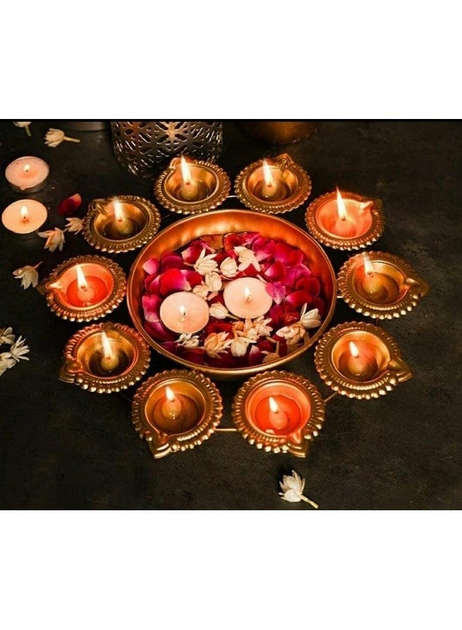 Naivete Golden Decorative Metal Diya Urli Bowl (12 inches) - Image 3