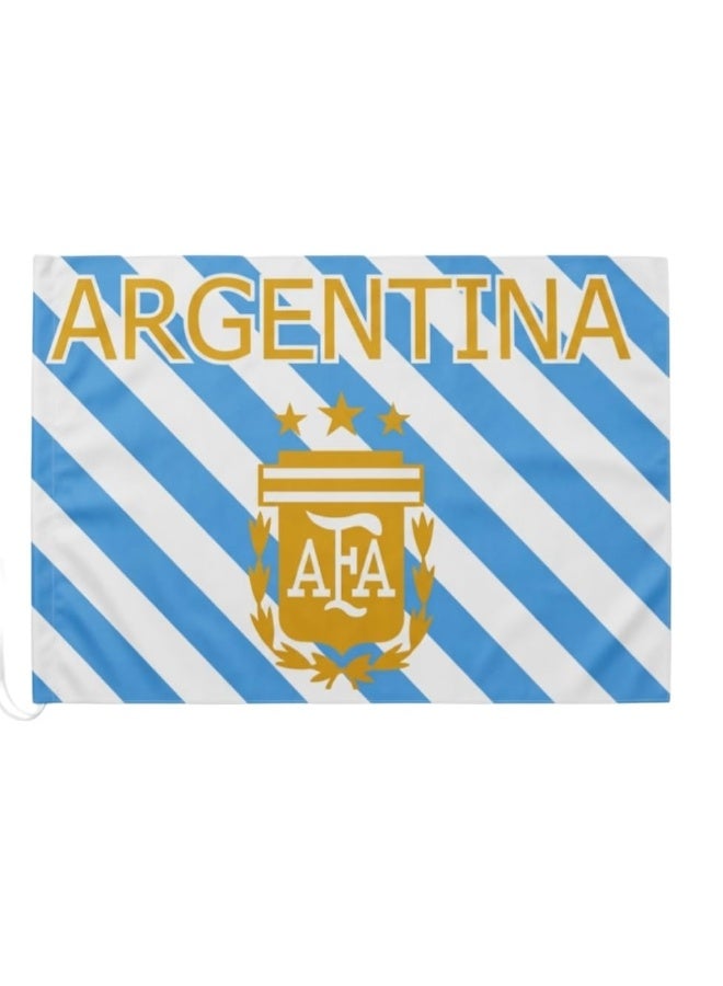 Argentina National Fan Flag, Blue and White Diagonal Stripes with Golden AFA Emblem, 100x150 cm, World Cup 2026 Edition