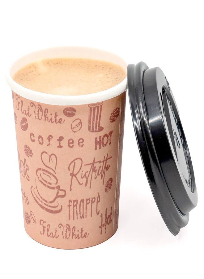 ECODESIGN-US 4 Ounce Disposable Espresso Paper Cups with Black Lids - 50 Sets - Print - Small Portion Sample Shots (50, print) - Image 1