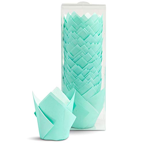 Cohpoh 100pcs Tulip Cupcake Liners (Blue) - Image 3