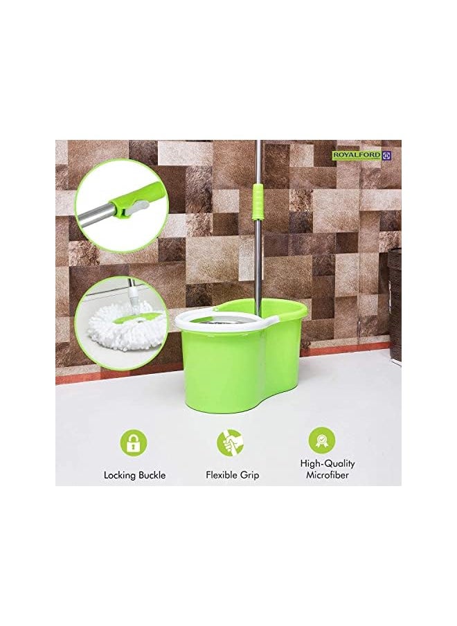 DEEP SLEEP Every Night Spin Steel Bowl Bucket Mop set, Cleaning Mop and Bucket Set, Microfiber Spin Mop and Bucket Set, Mop and Bucket Kit for a Deep Clean with Two Refills (Green)  - Image 3