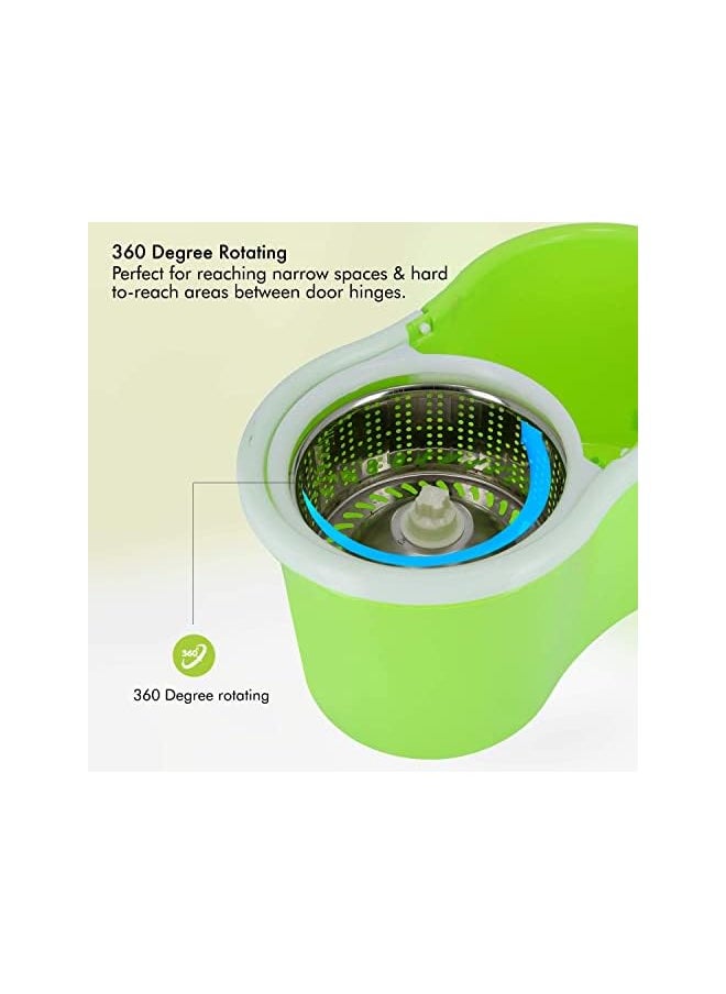 DEEP SLEEP Every Night Spin Steel Bowl Bucket Mop set, Cleaning Mop and Bucket Set, Microfiber Spin Mop and Bucket Set, Mop and Bucket Kit for a Deep Clean with Two Refills (Green)  - Image 4