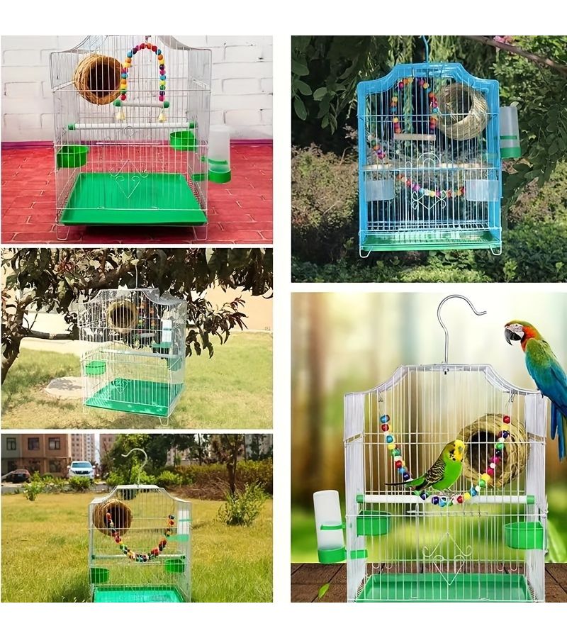 مغذيات الطيور البلاستيكية الخضراء مع مشابك، عبوة من 4 قطع للطيور الصغيرة - Image 4