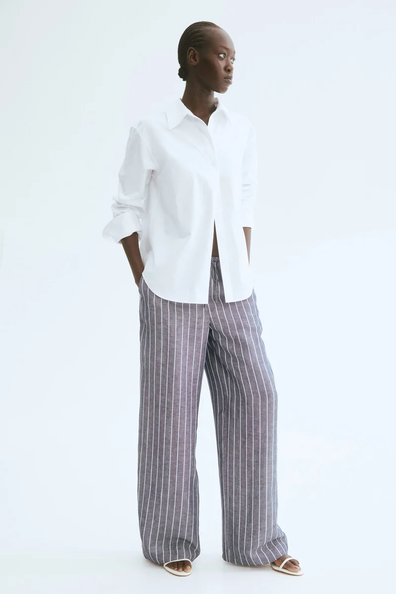 H&M Straight linen-blend trousers