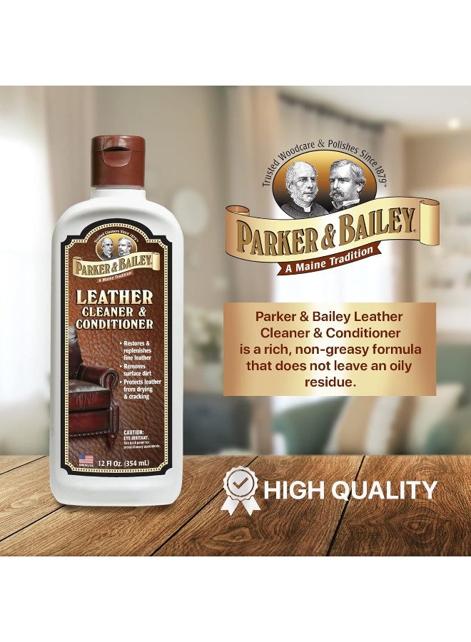 Parker & Bailey Leather Cleaner & Conditioner 12oz Premium Leather Care Lotion Restores Shine Removes Dirt Protects from Cracking for Sofa Car Seats Shoes Bags Safe Gentle Leather Cleaner - Image 2