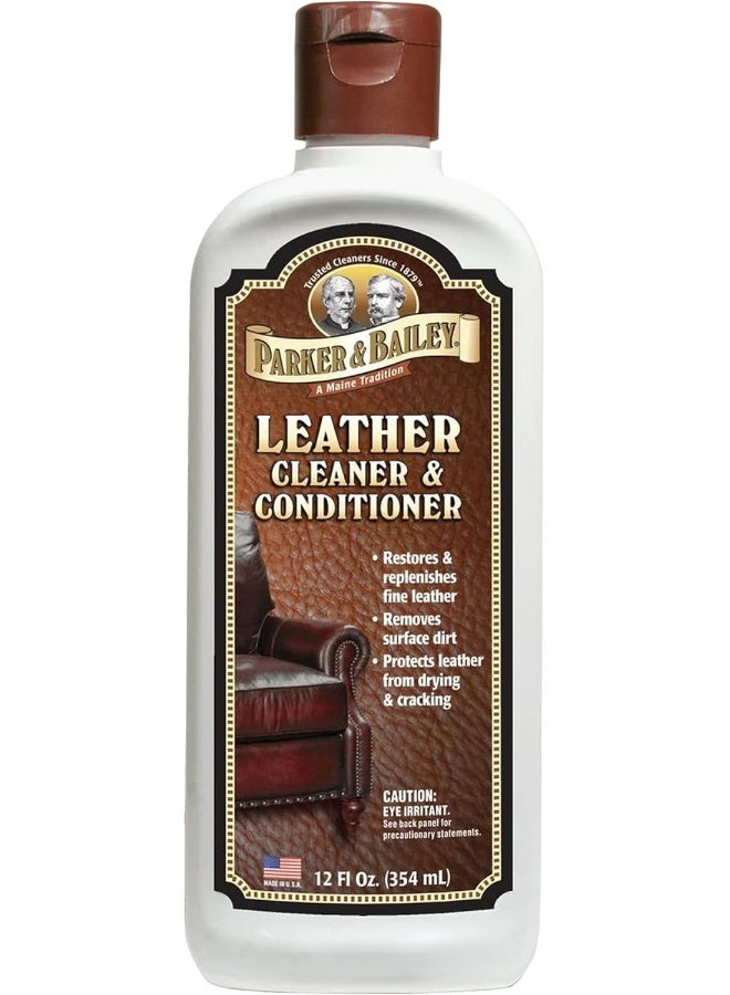 Parker & Bailey Leather Cleaner & Conditioner 12oz Premium Leather Care Lotion Restores Shine Removes Dirt Protects from Cracking for Sofa Car Seats Shoes Bags Safe Gentle Leather Cleaner - Image 1