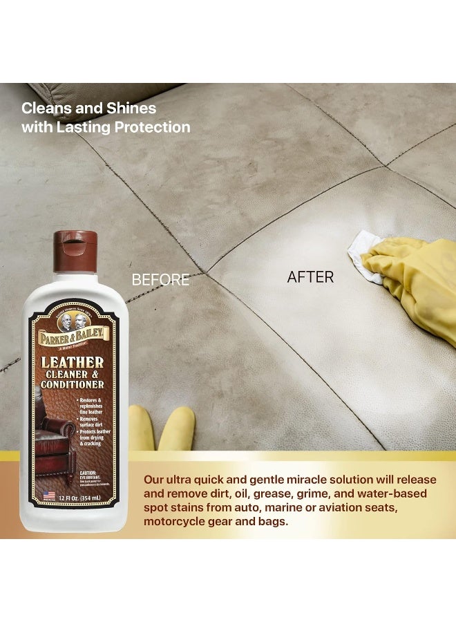 Parker & Bailey Leather Cleaner & Conditioner 12oz Premium Leather Care Lotion Restores Shine Removes Dirt Protects from Cracking for Sofa Car Seats Shoes Bags Safe Gentle Leather Cleaner - Image 3