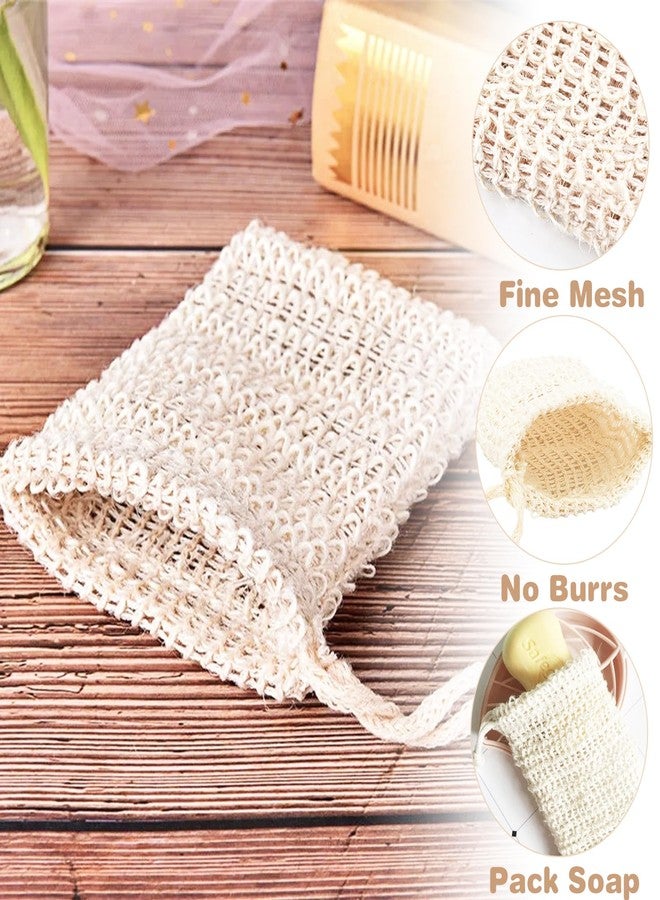 SHANDERBAR 50 Pack Sisal Soap Saver Bag with Drawstring, Natural Cotton-Linen Exfoliating Net Pouch for Foaming and Drying, Travel Bar Soaps Mesh Bags Soap Savers for Bath and Shower Use - Image 4