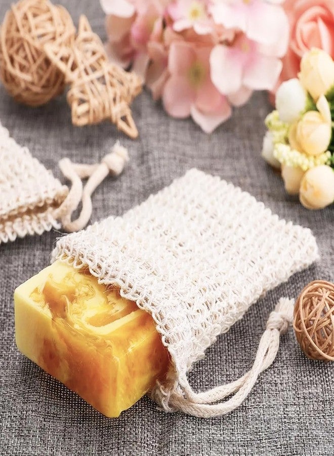 SHANDERBAR 50 Pack Sisal Soap Saver Bag with Drawstring, Natural Cotton-Linen Exfoliating Net Pouch for Foaming and Drying, Travel Bar Soaps Mesh Bags Soap Savers for Bath and Shower Use - Image 2