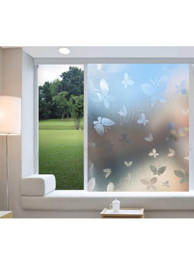 WISDOM Privacy Window Film Frosted Glass Film Glass Film No Glue Anti-UV Window Sticker Non Adhesive for Privacy Office Meeting Room Bathroom Living Room (Butter Fly Frosted, 24 x 72) - Image 5