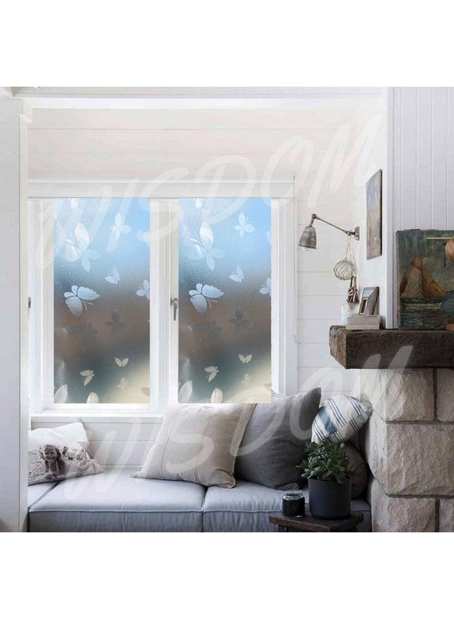 WISDOM Privacy Window Film Frosted Glass Film Glass Film No Glue Anti-UV Window Sticker Non Adhesive for Privacy Office Meeting Room Bathroom Living Room (Butter Fly Frosted, 24 x 72) - Image 2