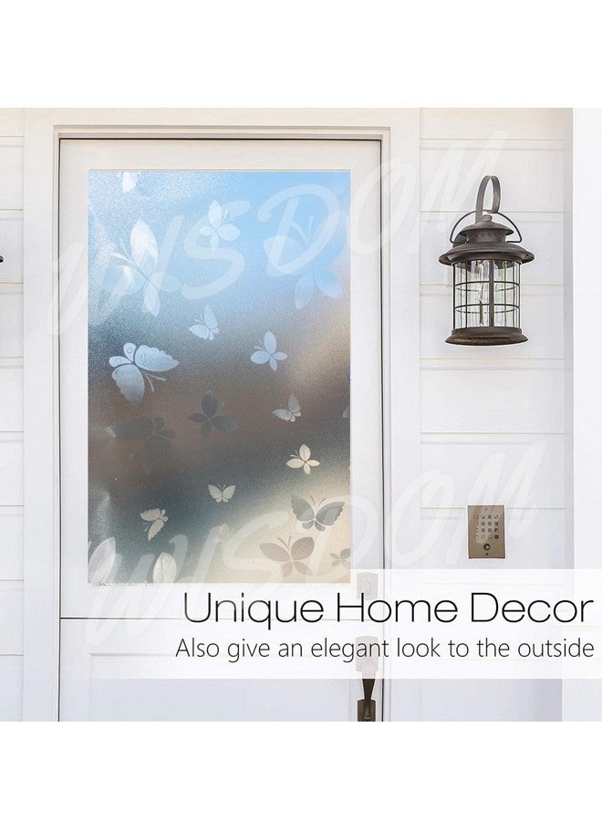 WISDOM Privacy Window Film Frosted Glass Film Glass Film No Glue Anti-UV Window Sticker Non Adhesive for Privacy Office Meeting Room Bathroom Living Room (Butter Fly Frosted, 24 x 72) - Image 3