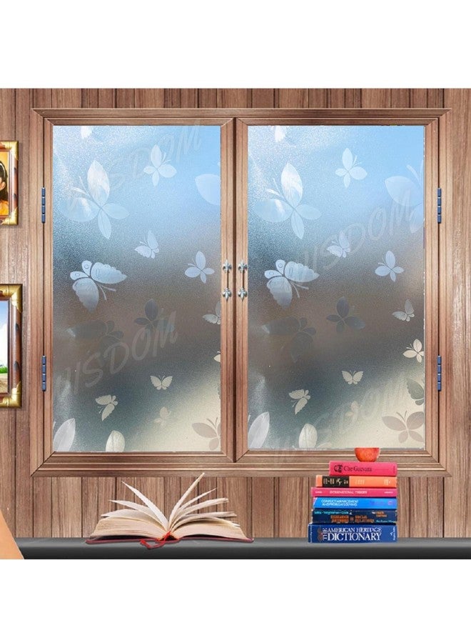 WISDOM Privacy Window Film Frosted Glass Film Glass Film No Glue Anti-UV Window Sticker Non Adhesive for Privacy Office Meeting Room Bathroom Living Room (Butter Fly Frosted, 24 x 72) - Image 4