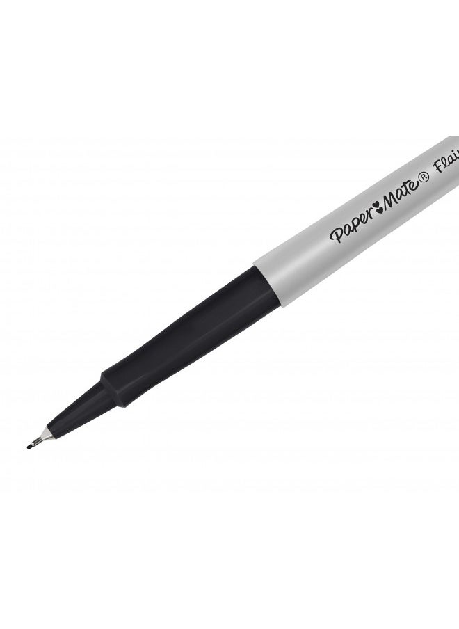 Paper Mate Paper Mate Flair Felt Tip Pens, Ultra Fine Point (0.4mm), Black, 12 Count  - Image 1