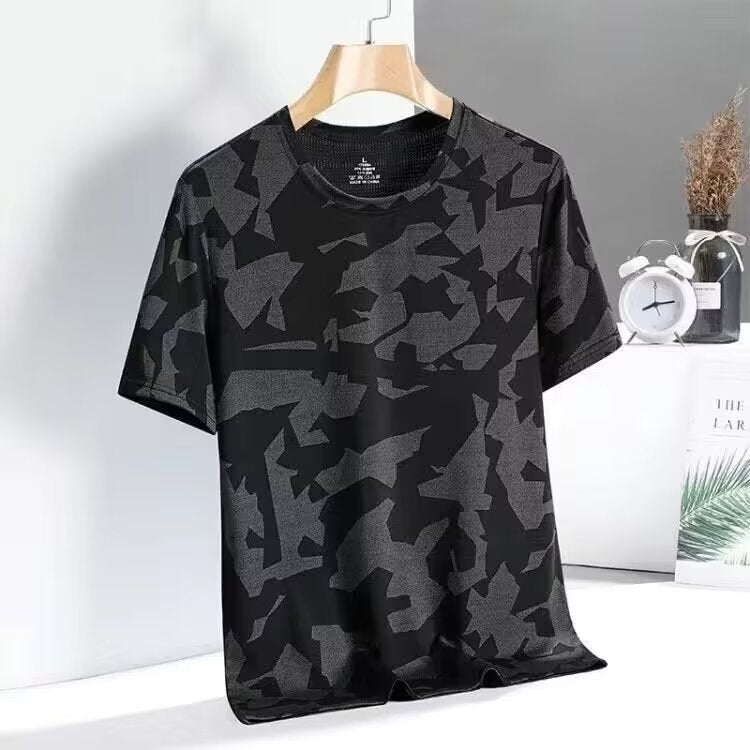Camouflage Ice Silk Short-Sleeved T-Shirt Men'S Summer Thin Korean Fashionable Fashionable Casual Sports Round Neck Top - Image 4