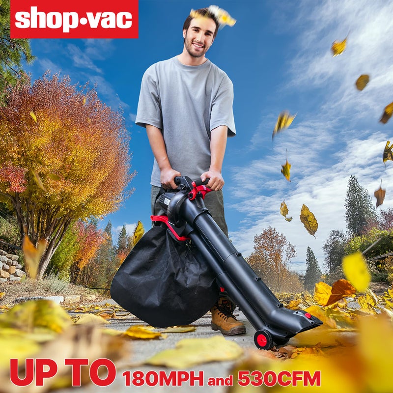 SHOPVAC Shop-Vac 3 in 1 Electric Leaf Blower, Vacuum & Mulcher for Lawn Care, 180 mph Airflow, 530 cfm Delivery Power, 35L Collection Bag, Corded - Image 3