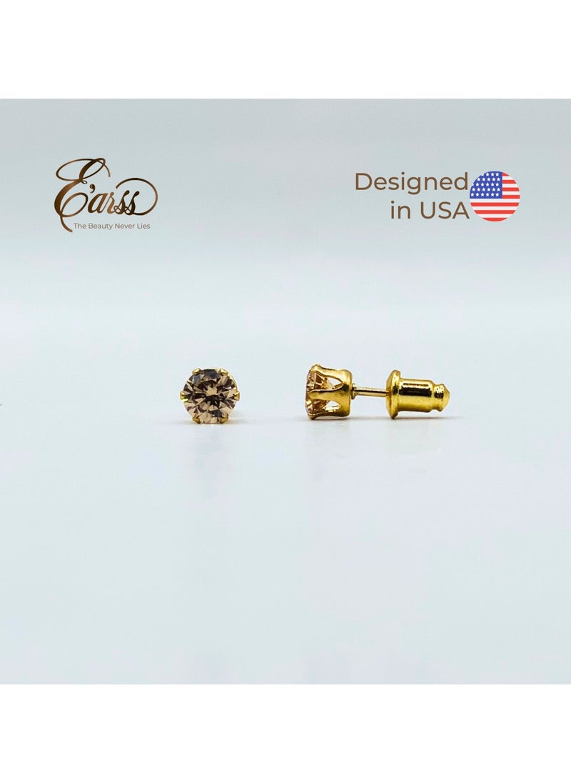 Earss Topaz Birth Stone Nov Gold Earring | Stainless Steel | 18K Gold Plated  - Image 2