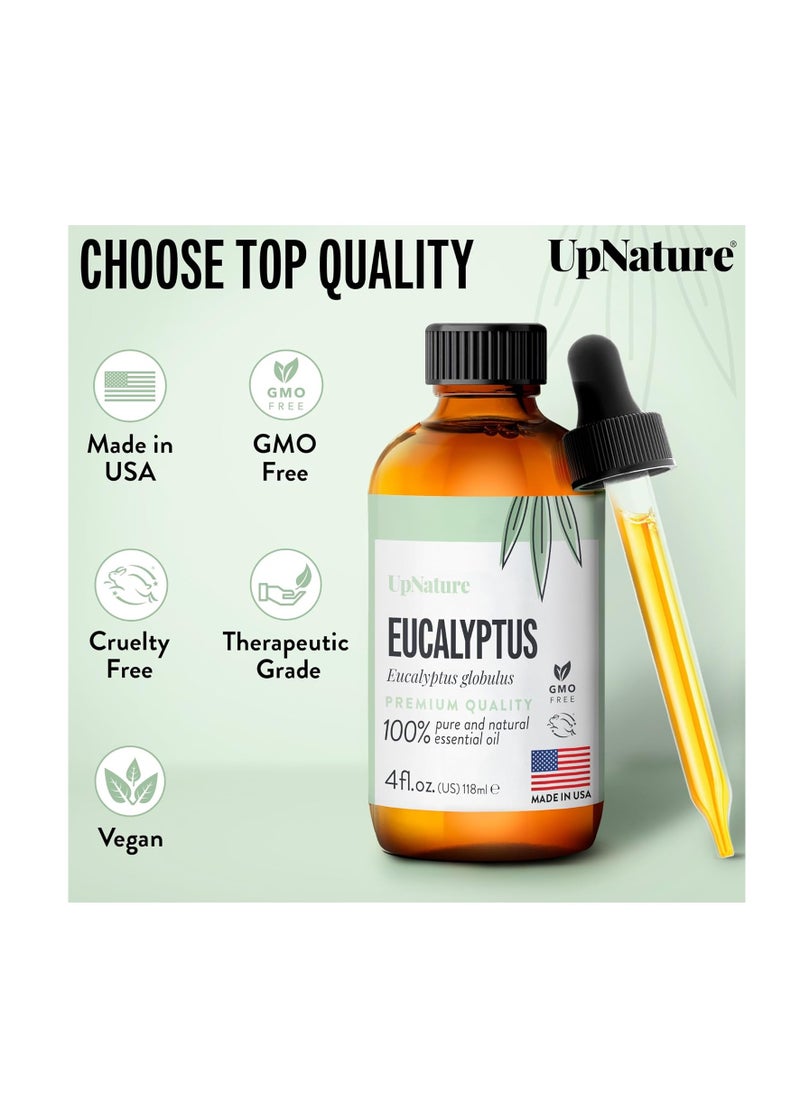 upnature - UpNature Eucalyptus Essential Oil 4oz – 100% Pure Eucalyptus Oil - Undiluted Therapeutic Grade Essential Oils for Diffuser Aromatherapy - Image 1