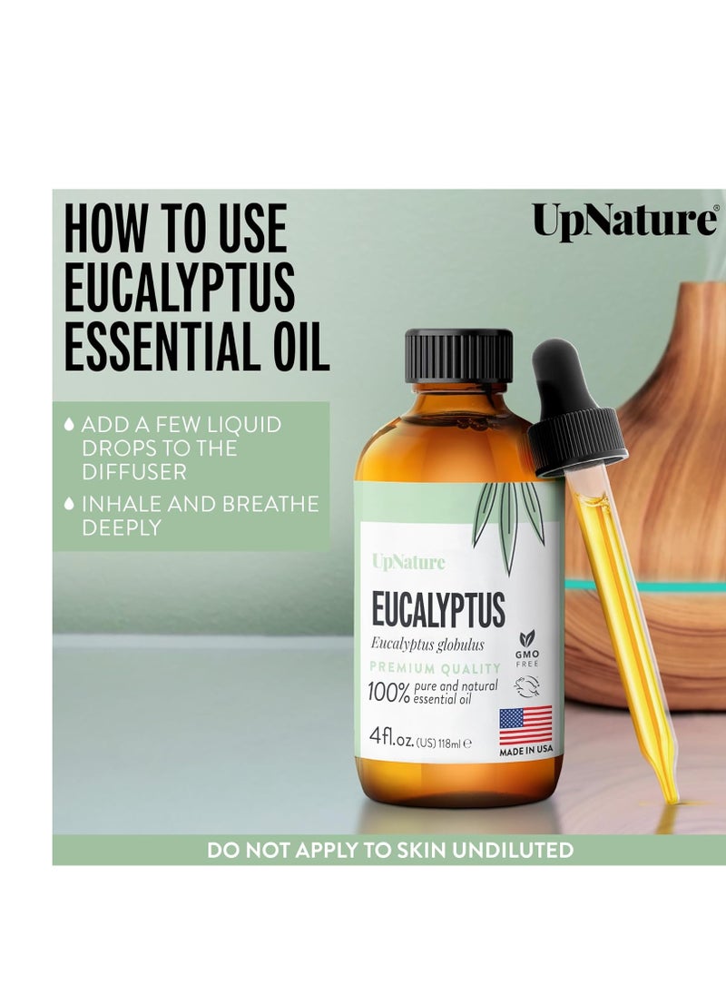 upnature - UpNature Eucalyptus Essential Oil 4oz – 100% Pure Eucalyptus Oil - Undiluted Therapeutic Grade Essential Oils for Diffuser Aromatherapy - Image 1