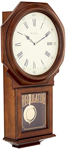 Bulova C3543 Ashford Wall Clock | 25" Schoolhouse Design | Walnut Finish | Harmonic Triple-Chime Movement | Engraving Plate - Image 5