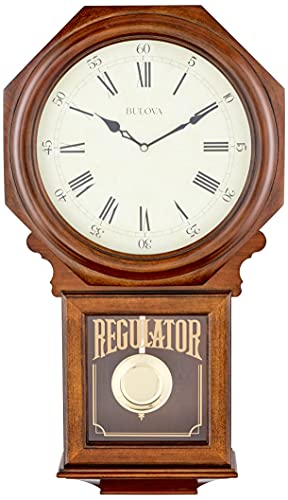 Bulova C3543 Ashford Wall Clock | 25" Schoolhouse Design | Walnut Finish | Harmonic Triple-Chime Movement | Engraving Plate - Image 2