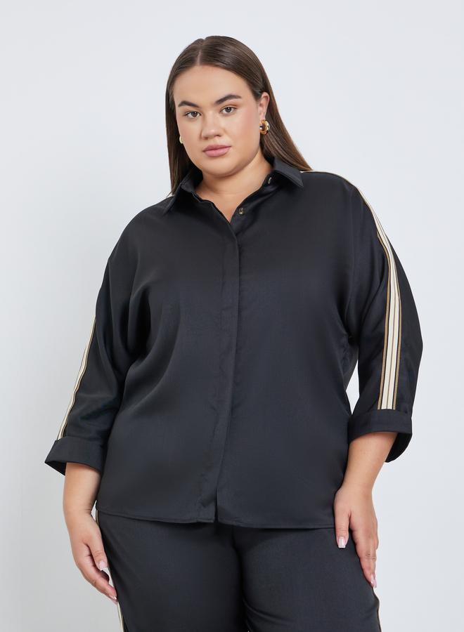 ستايلي بلوزة بمقاس كبير بتفاصيل شريط جانبية - Image 2