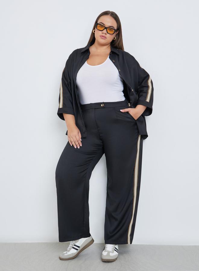 ستايلي بلوزة بمقاس كبير بتفاصيل شريط جانبية - Image 3