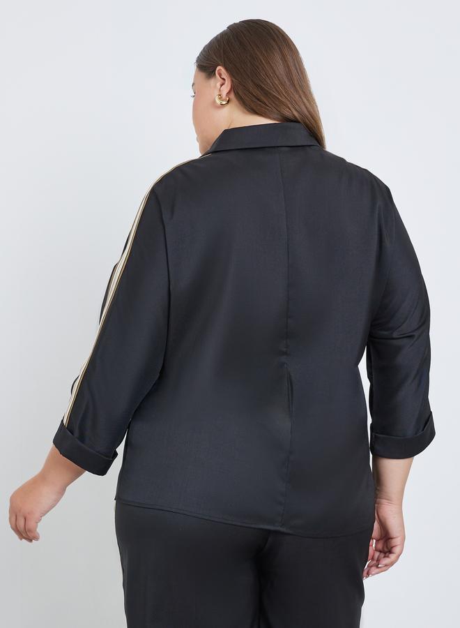 ستايلي بلوزة بمقاس كبير بتفاصيل شريط جانبية - Image 5