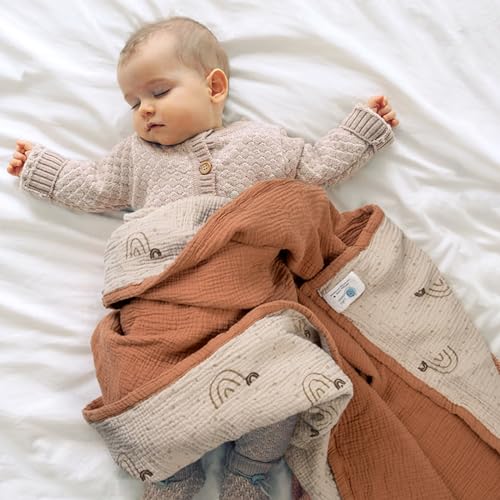 Lulu moon lulumoon Muslin Baby Blanket - Cotton Quilt Blankets for Toddlers - Reversible Nursery Crib Blanket for Baby Boys and Girls 47"x47"(Pink Star) - Image 2