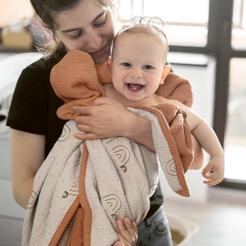 Lulu moon lulumoon Muslin Baby Blanket - Cotton Quilt Blankets for Toddlers - Reversible Nursery Crib Blanket for Baby Boys and Girls 47"x47"(Pink Star) - Image 4