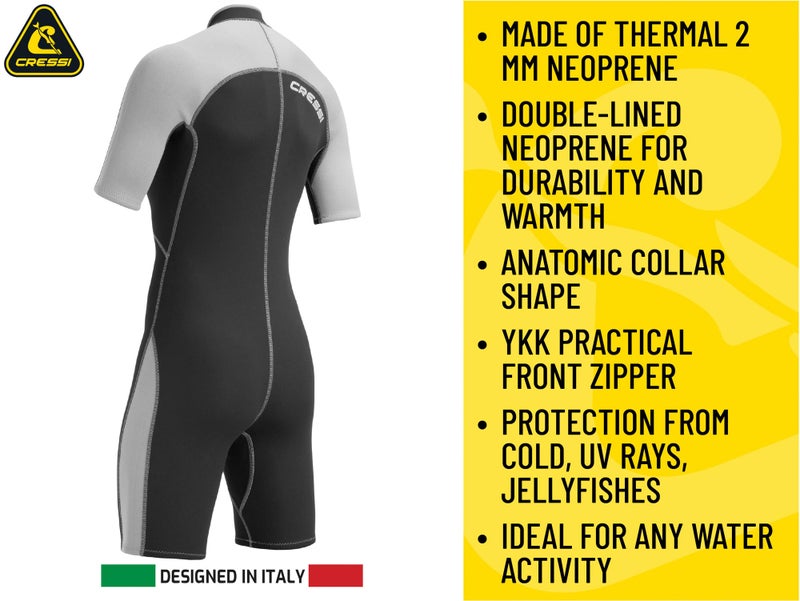 Cressi Lido 2 mm Lady Short Sleeves Short Wetsuits, Black/Aquamarine, 2XL - Image 4