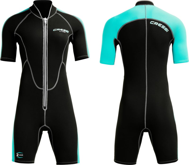 Cressi Lido 2 mm Lady Short Sleeves Short Wetsuits, Black/Aquamarine, 2XL - Image 2