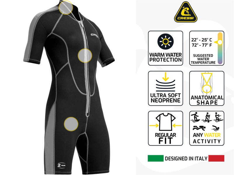 Cressi Lido 2 mm Lady Short Sleeves Short Wetsuits, Black/Aquamarine, 2XL - Image 3