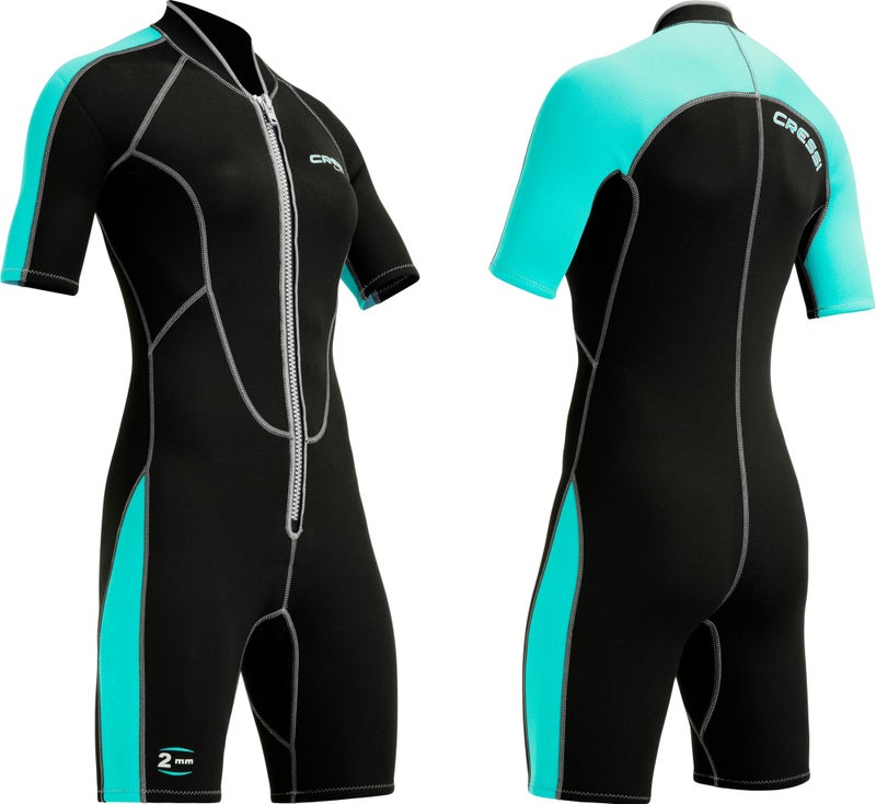 Cressi Lido 2 mm Lady Short Sleeves Short Wetsuits, Black/Aquamarine, 2XL - Image 1
