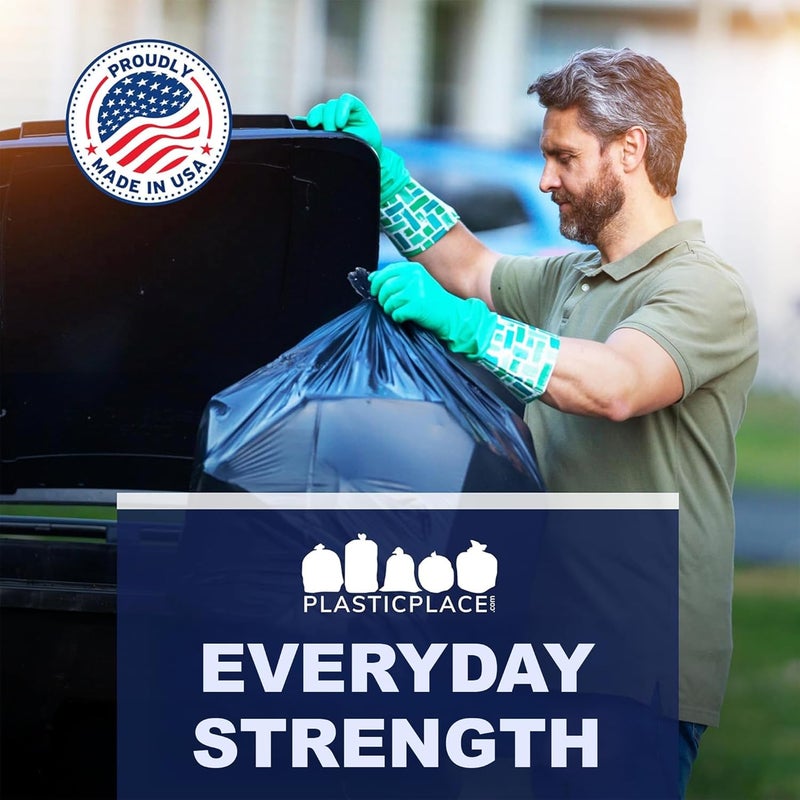 Plasticplace 55-60 Gallon Trash Bags, Heavy Duty Black Garbage Bags, 100 Count for Lawn, Yard, and Outdoor Waste Disposal, Ideal for Industrial Trash Cans, Contractors, and Home Improvement Projects - Image 5