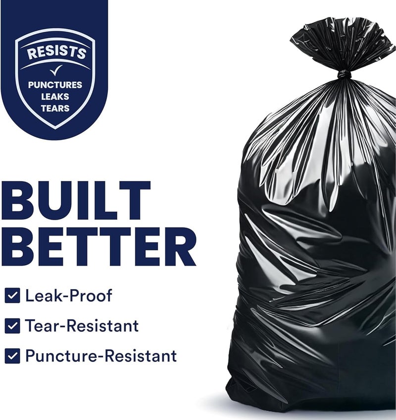 Plasticplace 55-60 Gallon Trash Bags, Heavy Duty Black Garbage Bags, 100 Count for Lawn, Yard, and Outdoor Waste Disposal, Ideal for Industrial Trash Cans, Contractors, and Home Improvement Projects - Image 2