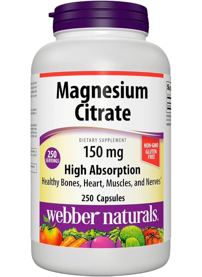 Webber naturals - Webber Naturals Magnesium Citrate 150 mg, 250 Capsules - Image 1