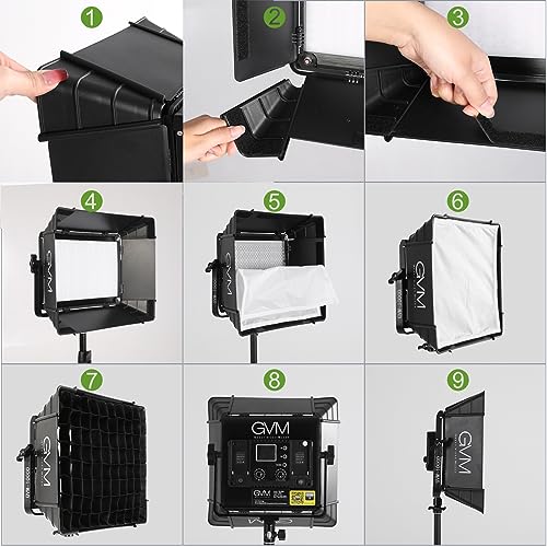GVM Great Video Maker GVM Foldable Softbox Diffuser with Grid Beehive for RGB 680RS, 880RS Series Video Light, Suitable for Studio Lighting, Portrait Photography, Lighting, Led Panel, Gaming, Led Panel, 1 Pack, - Image 3