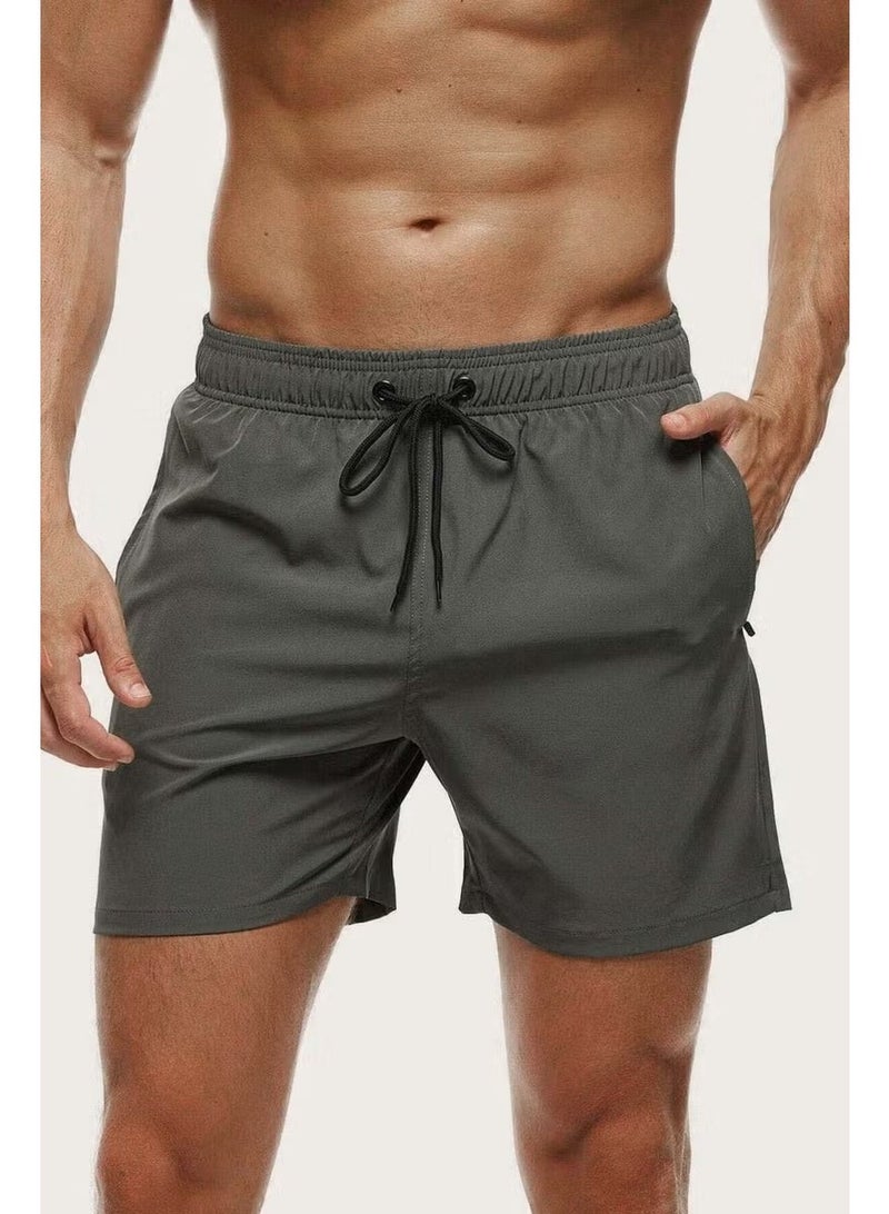 Angelsin Men's Basic Standard Size Swimsuit with Zipper Pocket Swim Shorts - Image 4