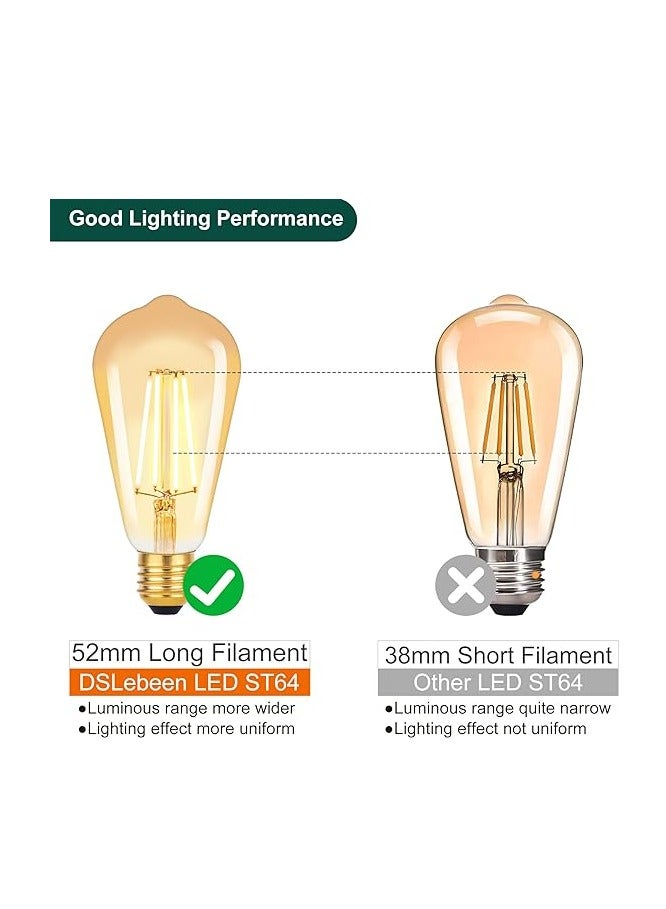 عكس الضوء اديسون خمر لمبة E27، LED الرجعية ST64 مصباح أبيض دافئ للإضاءة المزاج، 4W 650lm 2700K لمبات للبار، الأسرة، فندق 3 حزمة - Image 4