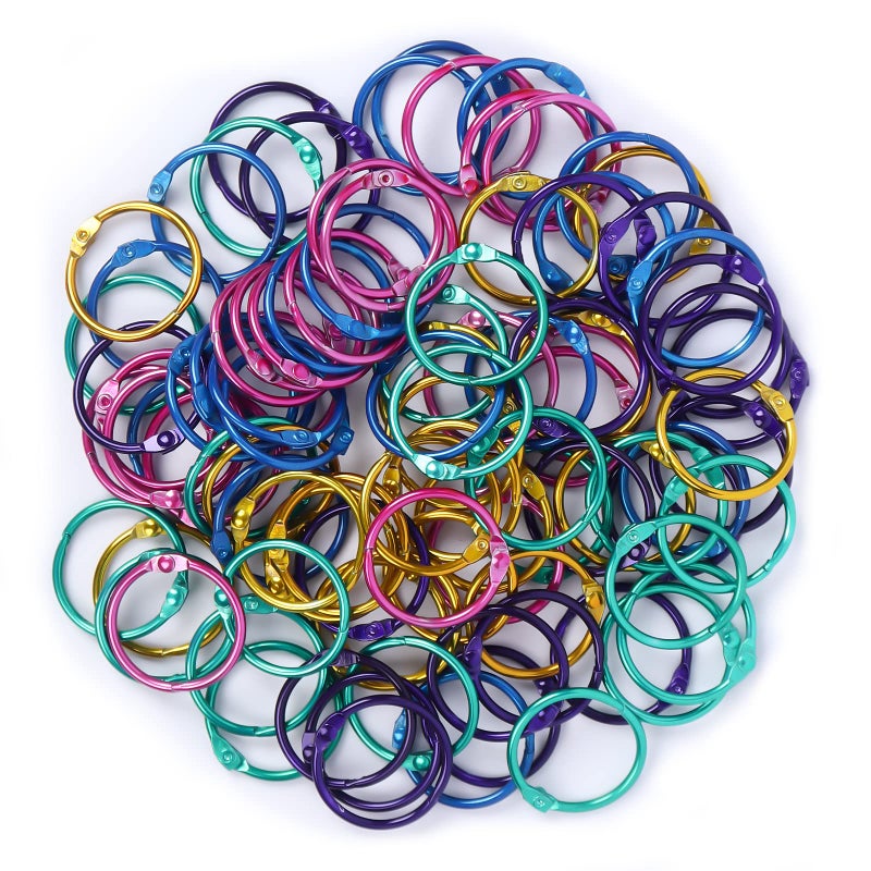 MUSCELL Binder Rings Loose Leaf RingsOffice Book Rings  1 Inch 100pcs Assorted Colors