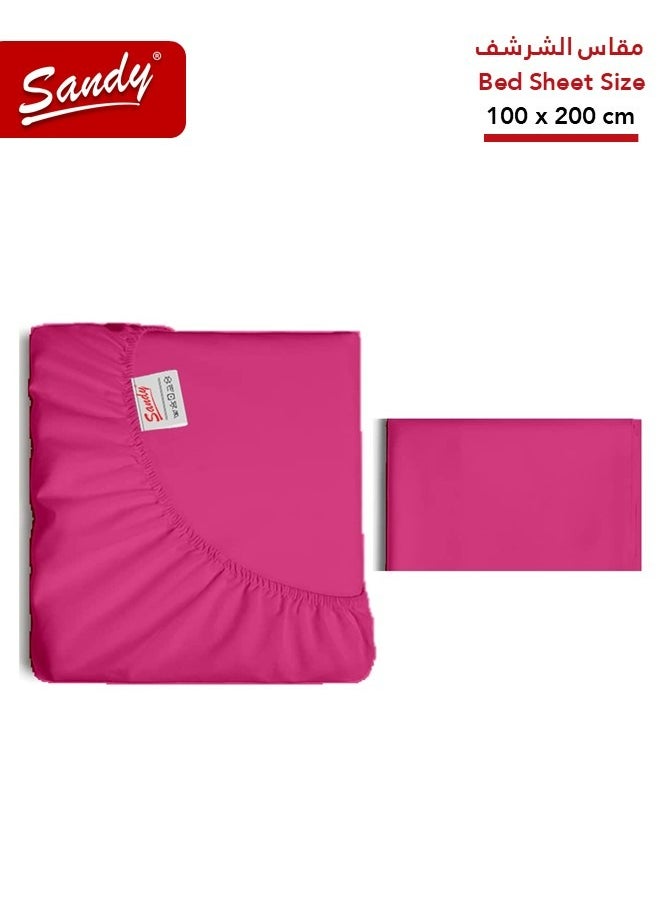 Sandy Sandy Premium Hotel Quality Fitted Sheet and Pillow Case, Bed Sheet 2 Pieces Set, Soft & Breathable and Cooling, Twin Size 100 x 200 cm, Fuchsia  - Image 1