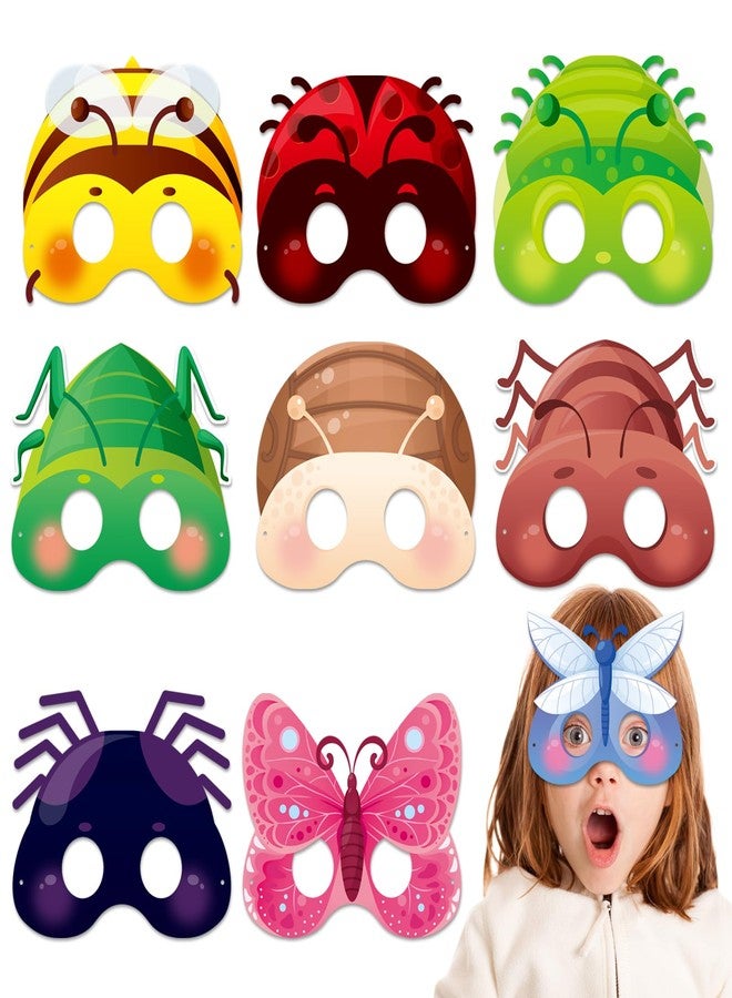 Qpout 27pcs Spring Bugs Paper Masks with Elastic Cords,Spring Time Insect and Bug Theme Dress-Up Party Birthday Accessory Favor Supplies,9 Styles - Image 1