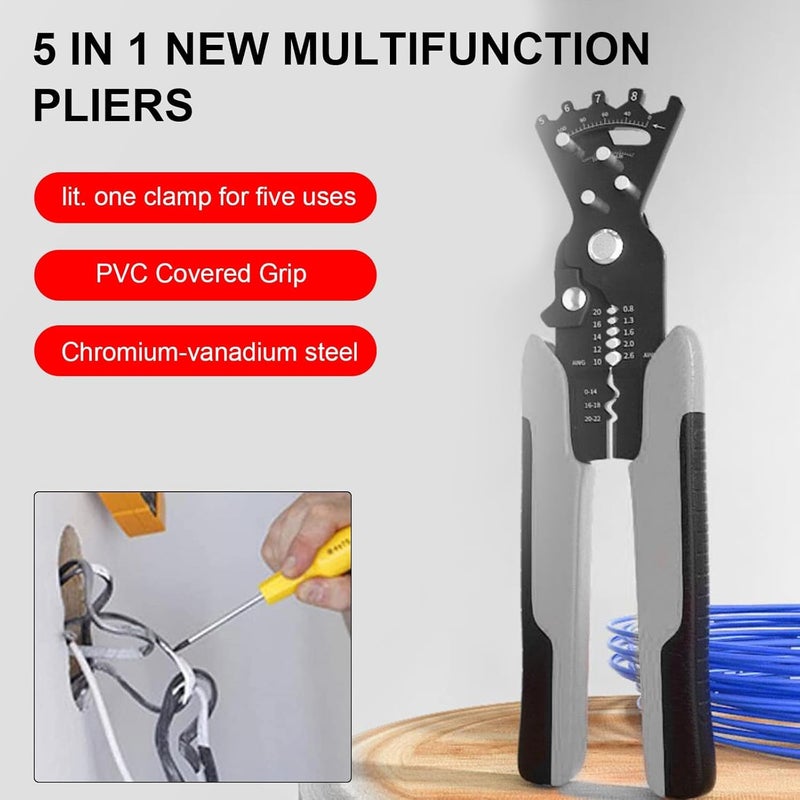 XBEY Multifunctional Wire Stripper and Cutter, Crimping Tool - Wire Stripper, Crimping Plier, Cable Cutter, Multi-Purpose Wire Stripper & Crimping Tool (Grey Crown Plier) - Image 3